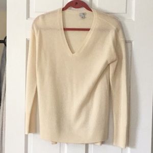 Womens Cream color V-neck sweater dry clean only